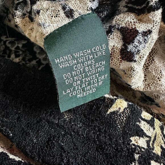 Ralph Lauren Gauzy Lace Long Sleeve Black Top Goth Ruffle Vampire Stretchy XL - Picture 7 of 7